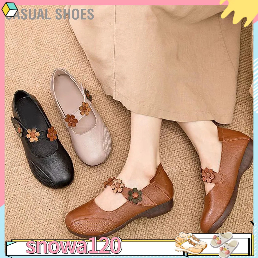 M Casual Shoes Giày Da Nữ Phong Cách Retro Thoải Mái Đường Cong Ổn Định Gót Rộng Toecap Slip On Cho Gia Đình Ngoài Trời Văn Phòng