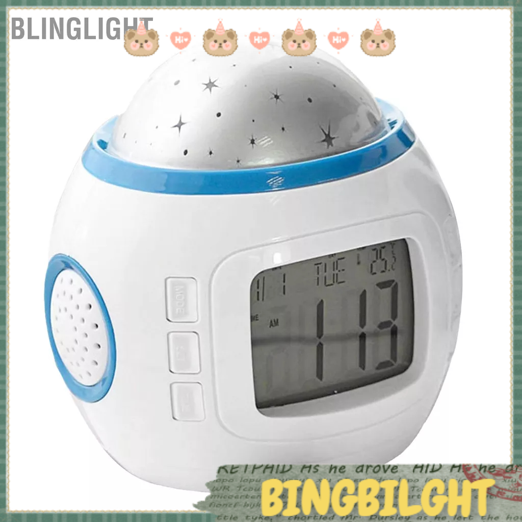 Đồng Hồ Báo Thức Kỹ Thuật Số Có Lịch Và Đèn Nền Chiếu Hình Bầu Trời Sao