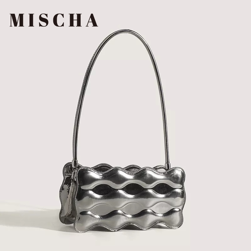 MISCHA Túi Đeo Vai Hình Vuông Cỡ Nhỏ Chất Liệu Da PU Bóng Thời Trang