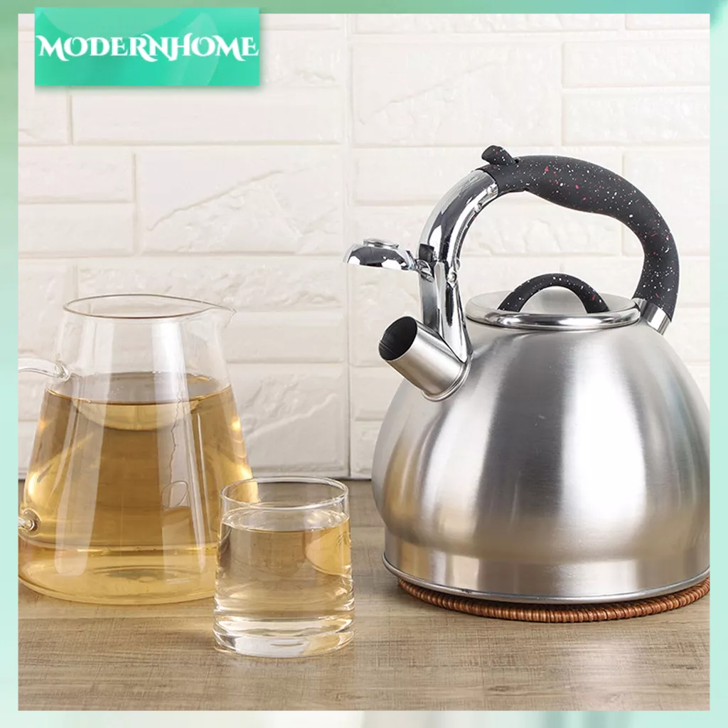 ModernHome Whistling Ấm đun nước thậm chí làm nóng nhanh trà trên mặt bếp bằng thép không gỉ có tay cầm ngăn ngừa cặn cho từ 3.5L