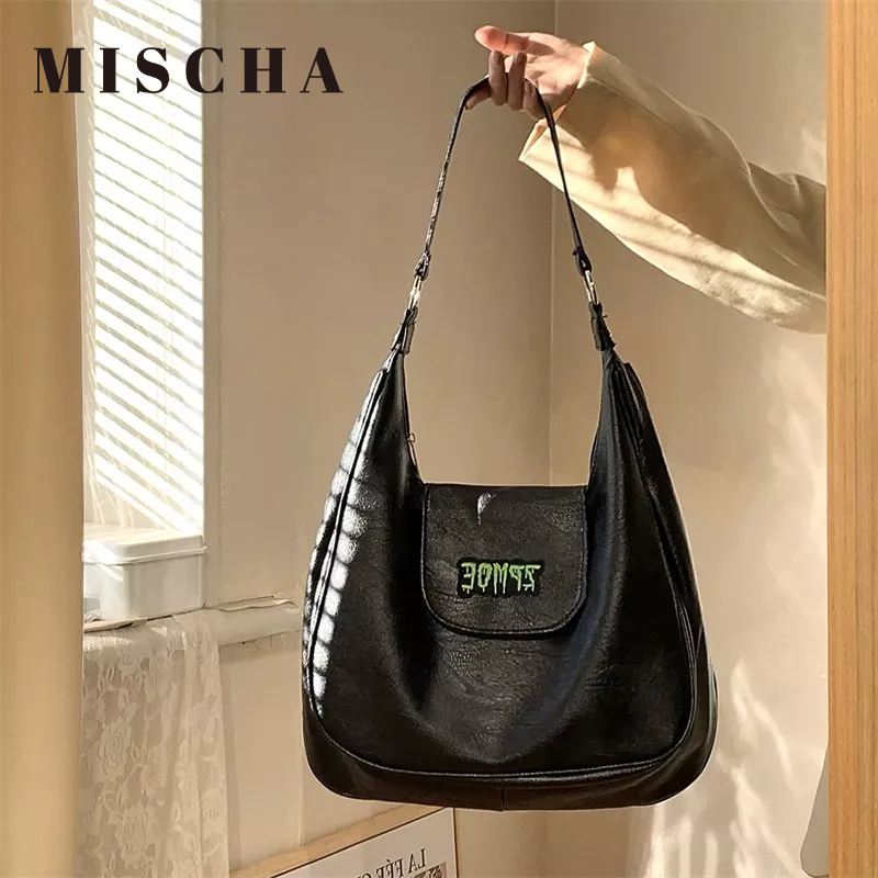 Mischa Túi Xách Da PU Màu Trơn Cỡ Lớn Thời Trang Cho Học Sinh