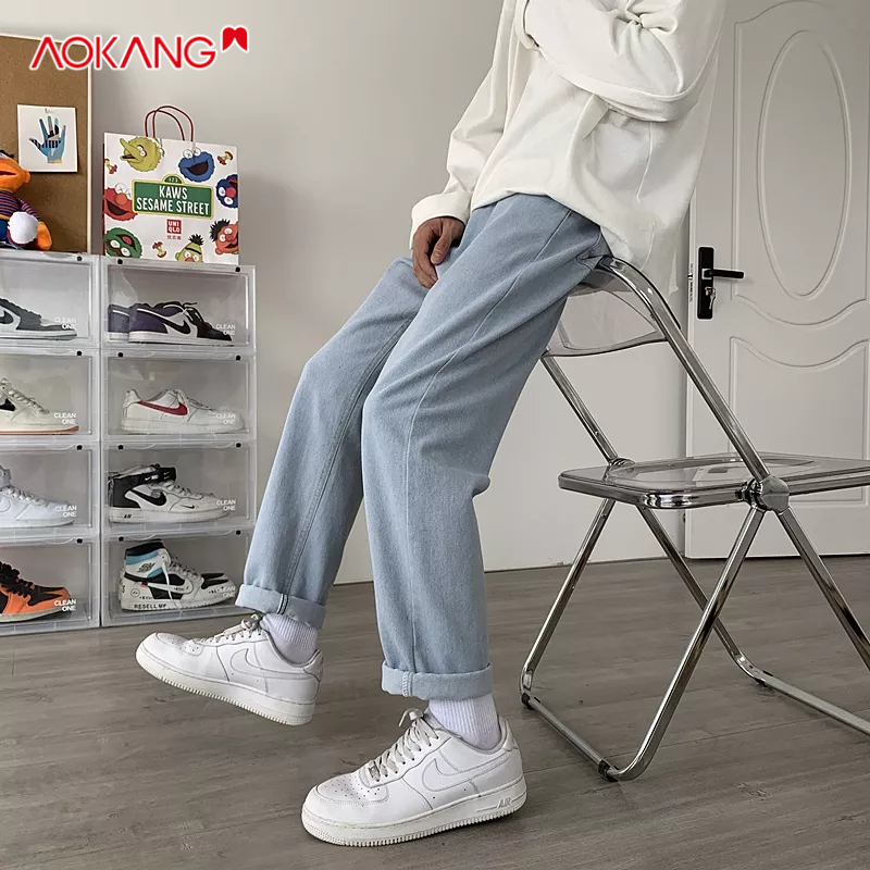 Quần jean dài AOKANG ống rộng phong cách Hàn Quốc tùy chọn màu sắc dành cho nam