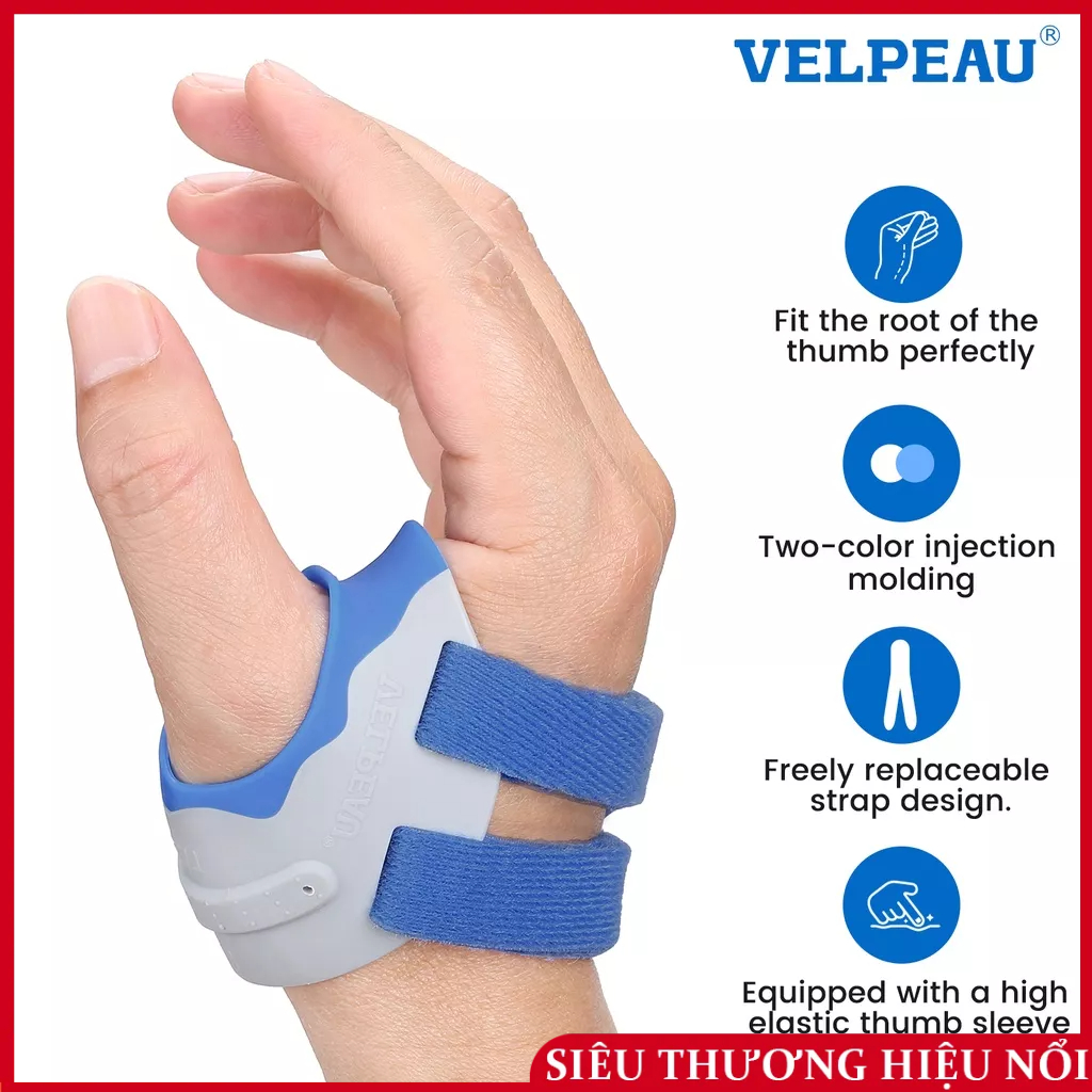VELPEAU Nẹp Hỗ Trợ Ngón Tay Cái Bộ Ổn Định Khớp CMC Chỉnh Hình Nẹp Spica Cho Viêm Xương Khớp Ổn Định Viêm Gân Giảm Đau Khớp Cho Phụ Nữ Nam Giới Thoải Mái Có Thể Điều Chỉnh