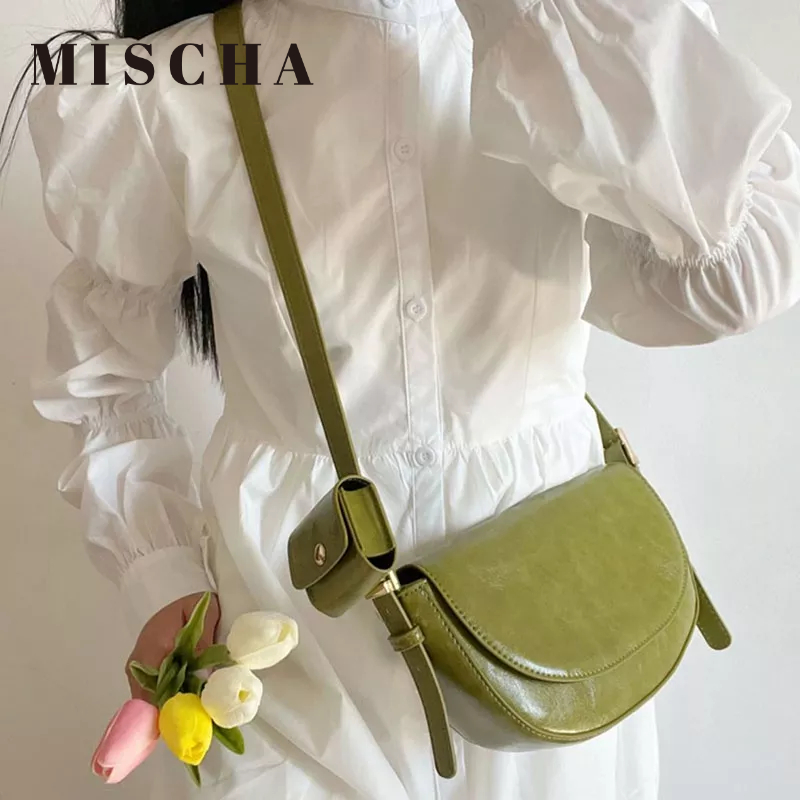 Mischa Túi Đeo Chéo Da PU Màu Trơn Phong Cách Đường Phố Đơn Giản Cho Nữ