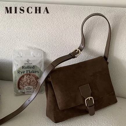 Mischa Túi Đeo Vai Da Lộn Màu Trơn Sức Chứa Lớn Phong Cách retro Hàn Quốc Dễ Phối Đồ Thời Trang Thường Ngày Cho Nữ