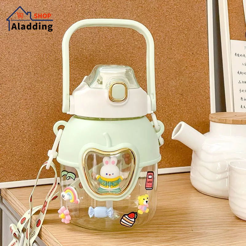 Aladdin Bình Nước Bằng Nhựa Có Ống Hút Và Dây Đeo Cho Trẻ Em Đi Học