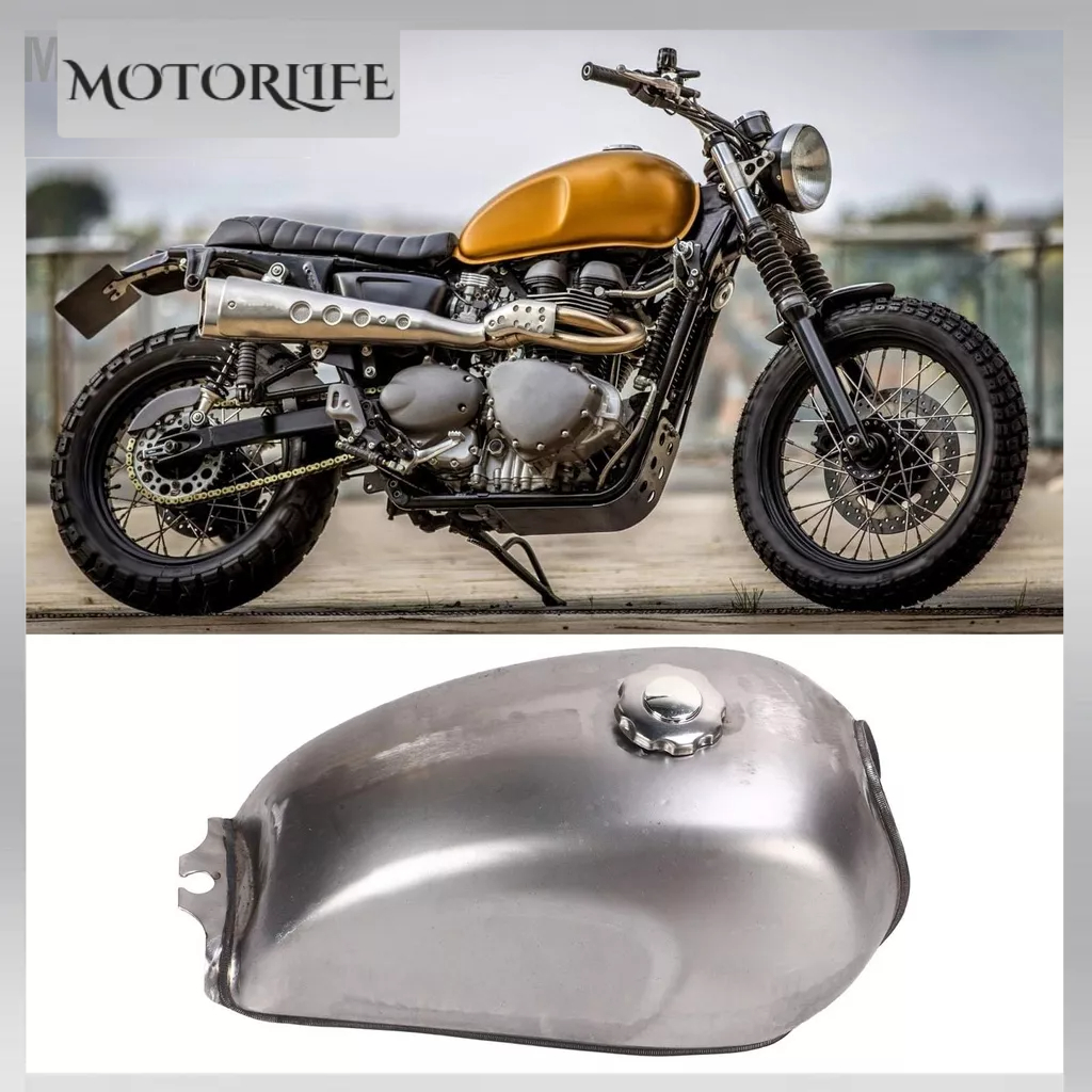 Motorlife Xe máy 2 4 Gallons Bình xăng bằng kim loại trần Thiết kế cổ điển Thay thế cho CFMOTO Mandrill
