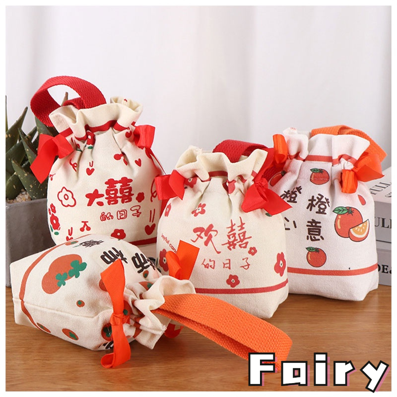 Túi canvas Dây Rút Đựng Kẹo Cưới Dễ Thương Sáng Tạo