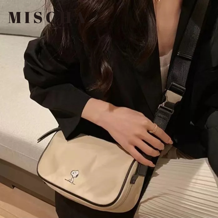 MISCHA Túi Đeo Chéo Vai Bằng nylon Màu Trơn In Hình Snoopy Thời Trang