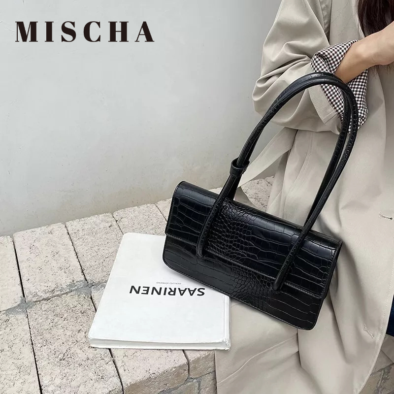 Mischa Túi Đeo Vai Hình Vuông Cỡ Nhỏ Vân Da Cá Sấu Màu Trơn Dễ Phối Đồ Thời Trang Cho Nữ