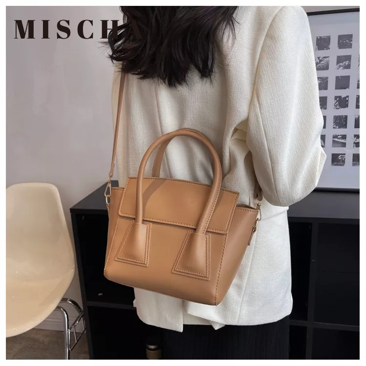 MISCHA Túi Xách Da PU Màu Trơn Phong Cách Hàn Quốc Thời Trang Cho Nữ