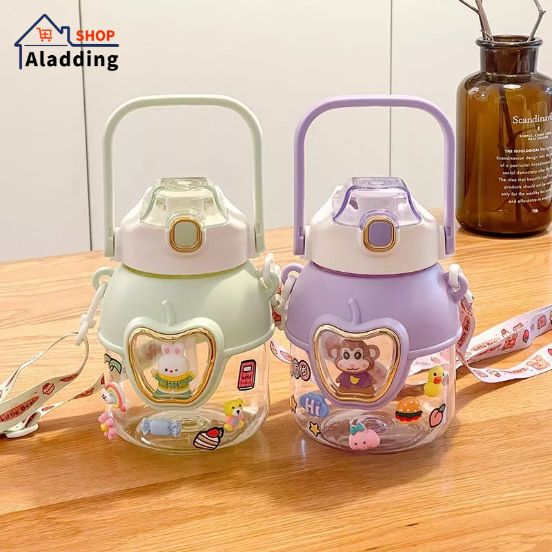Aladdin Bình Nước Bằng Nhựa Có Ống Hút Và Dây Đeo Cho Trẻ Em Đi Học