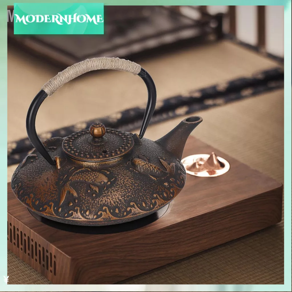 ModernHome 0.9L Retro Sắt Sang Trọng Ấm Siêu Tốc Hộ Gia Đình Tay Cầm Nước Bộ Sưu Tập Bình Trà Có Nắp