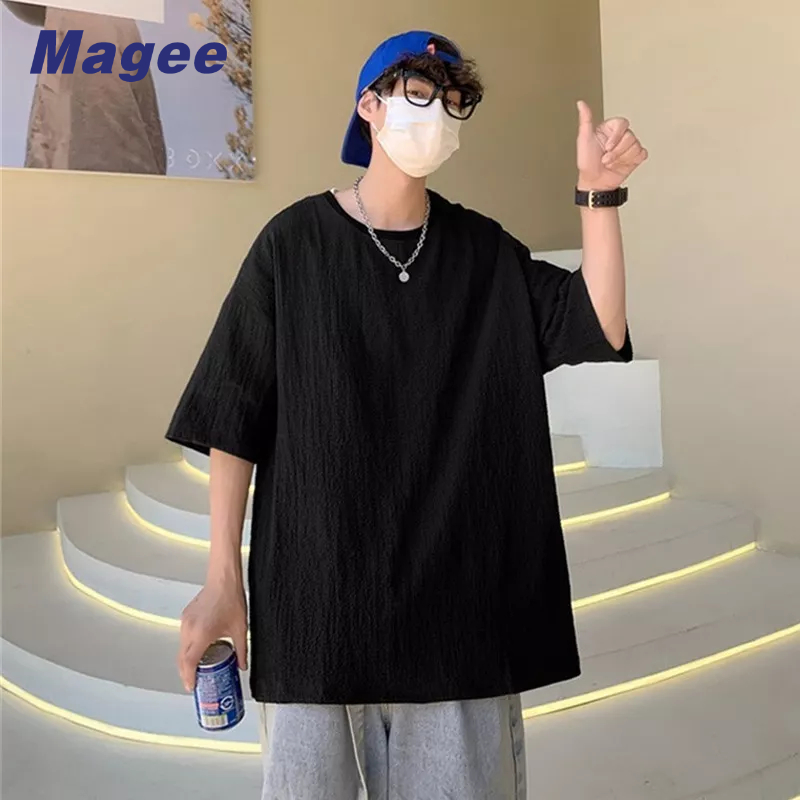 Áo Thun Ngắn Tay Màu Trơn Phong Cách Hàn Quốc Dành Cho Nam