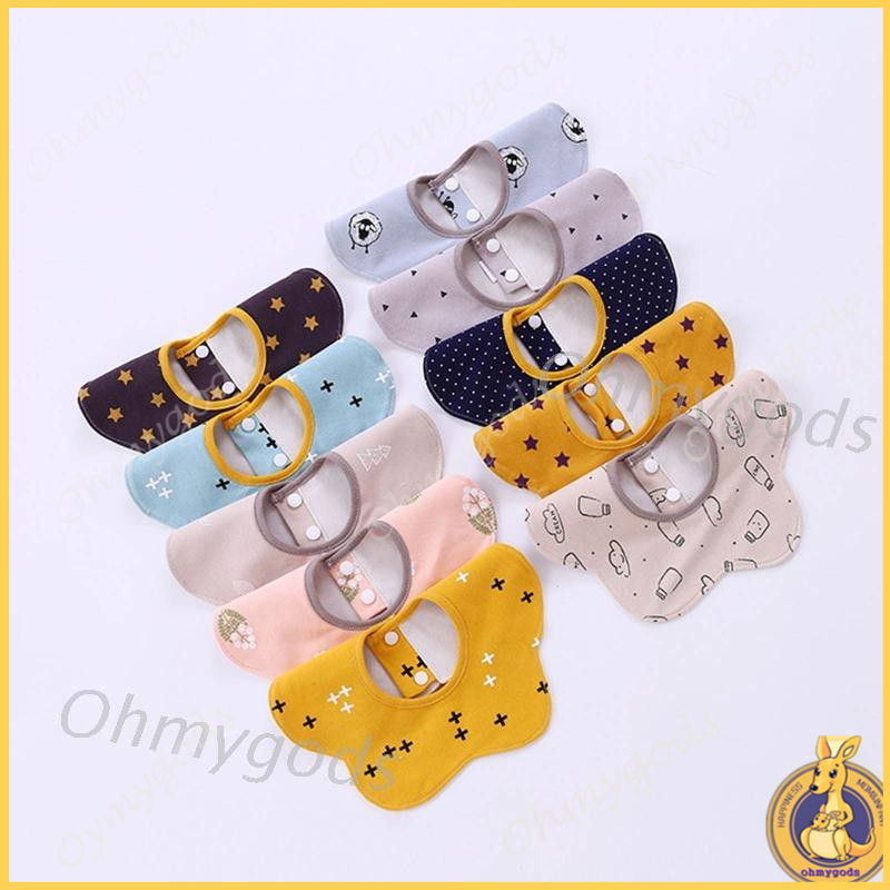 Bộ 5 cái yếm ăn bằng cotton không thấm nước in họa tiết dễ thương cho em bé