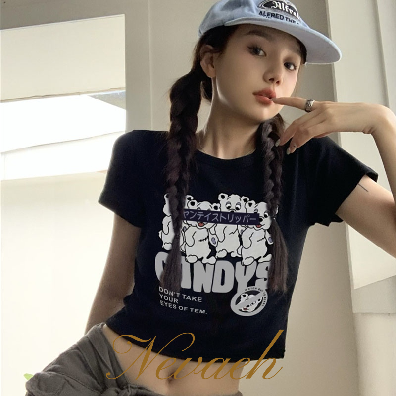 Áo Thun cotton Mỏng Ngắn Tay Cổ Bẻ Lưng Thời Trang Mùa Hè Cho Nữ áo croptop