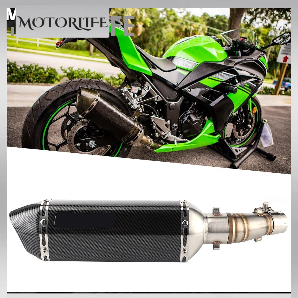 Motorlife Hệ thống xả Ống giữa + Bộ giảm thanh trượt với DB Killer Phù hợp cho Kawasaki Ninja 250R 250 300 Z250 Z300 2008‑2017