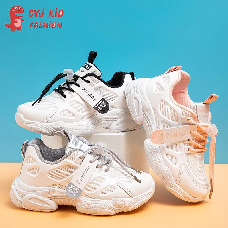 Giày thể thao trắng cho trẻ em Lưới Thoáng Khí Đế Mềm Phong cách Hàn Quốc TTC485
