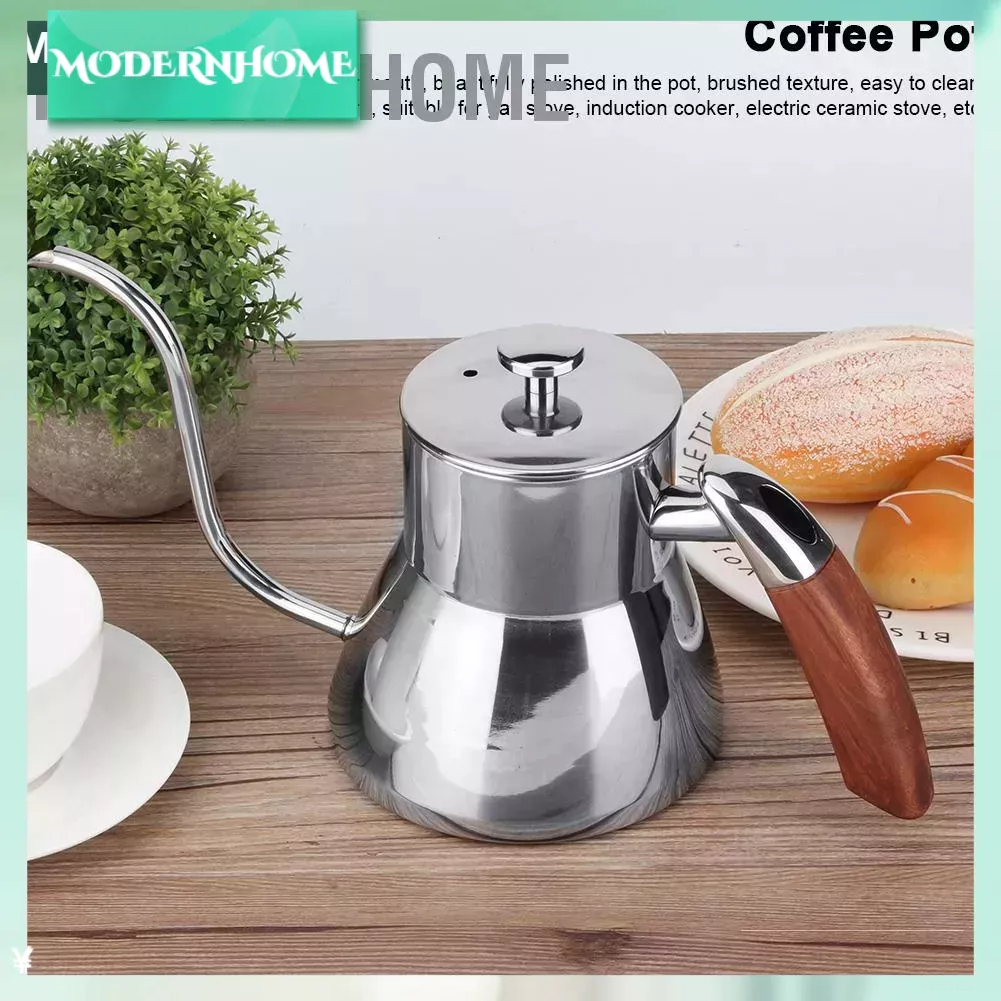 ModernHome Bình đun nước bằng thép không gỉ màu bạc 800ml dùng cho quán cà phê gia đình