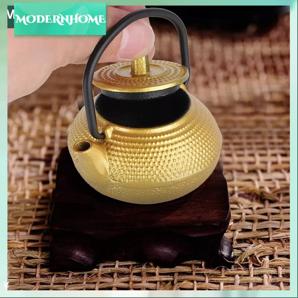ModernHome Ấm trà đáy phẳng bằng gang mini 50ml có tay cầm
