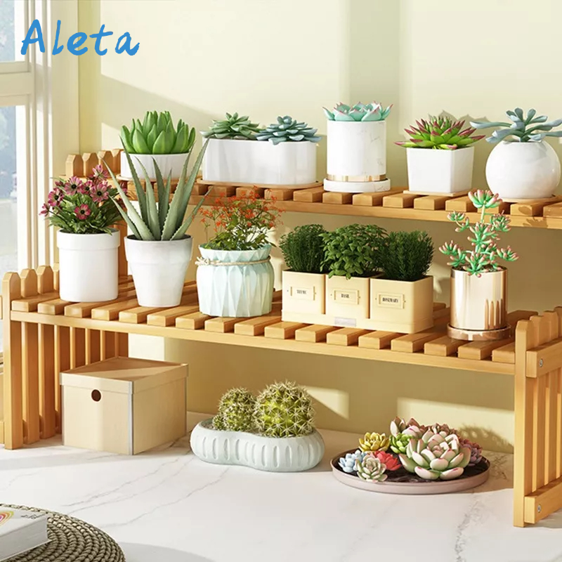 Aleta Giá Đỡ Chậu Hoa / Cây Cảnh Bằng Gỗ Nhiều Tầng Cỡ Nhỏ Để Bàn Trang Trí Ban Công / Phòng Khách