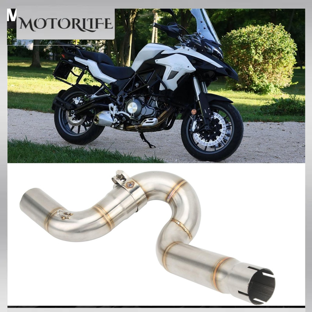 Motorlife Ống xả giữa thiết kế khuỷu tay bằng thép không gỉ bị rò rỉ Thay thế miễn phí cho Benelli TRK502 2017‑2020