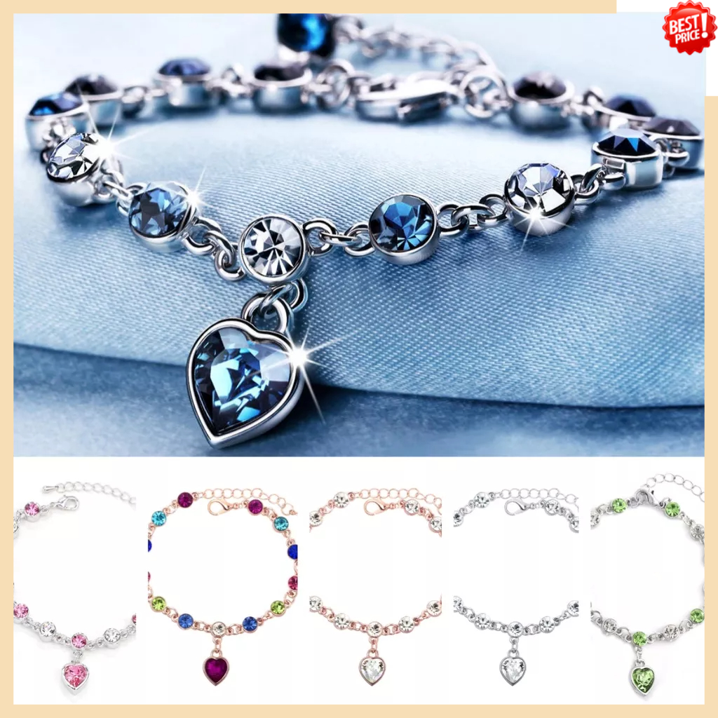Vòng Đeo Tay Hạt Pha Lê Xanh Dương Giảm Cân Từ Tính Thời Trang