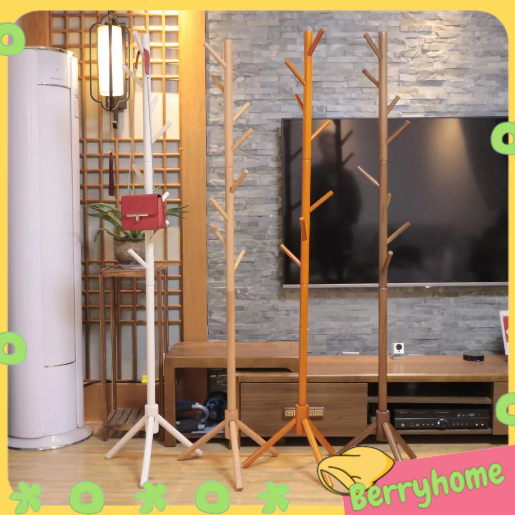 Cây quần áo Gỗ rắn Hình tròn Góc Đơn giản Thời trang Móc đẹp cho Phòng khách BerryHome~