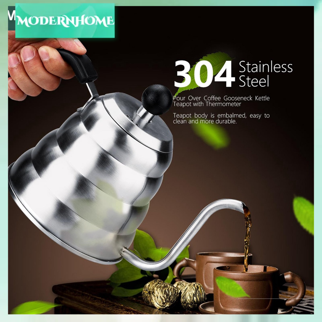 ModernHome Ấm trà cổ ngỗng bằng thép không gỉ 1.2L 304 rót qua cà phê cho quán gia đình