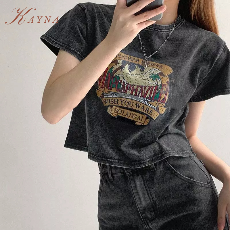 Áo Thun Ngắn Tay Form Rộng Phong Cách Cổ Điển Thời Trang Dành Cho Nữ áo croptop