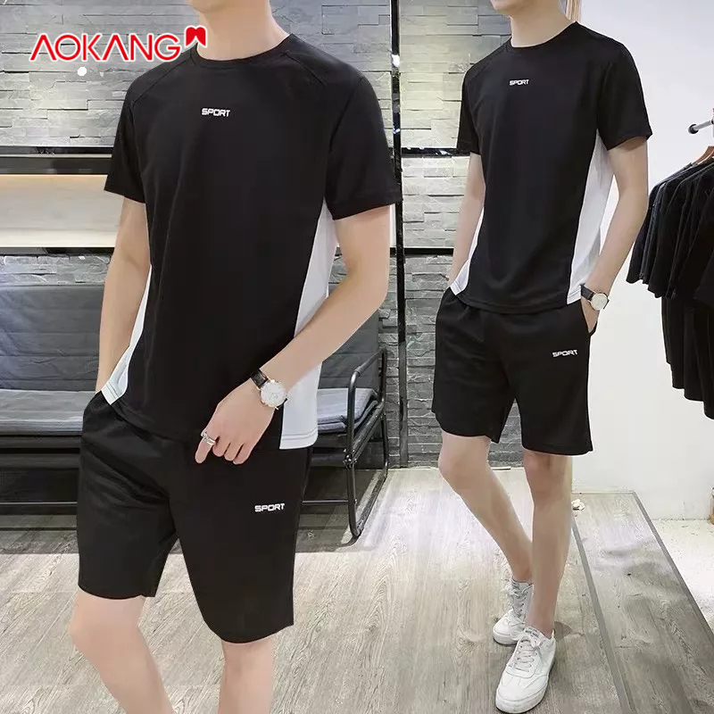 Set trang phục thể thao AOKANG áo thun tay ngắn và quần đùi size lớn thời trang mùa hè năng động cho nam