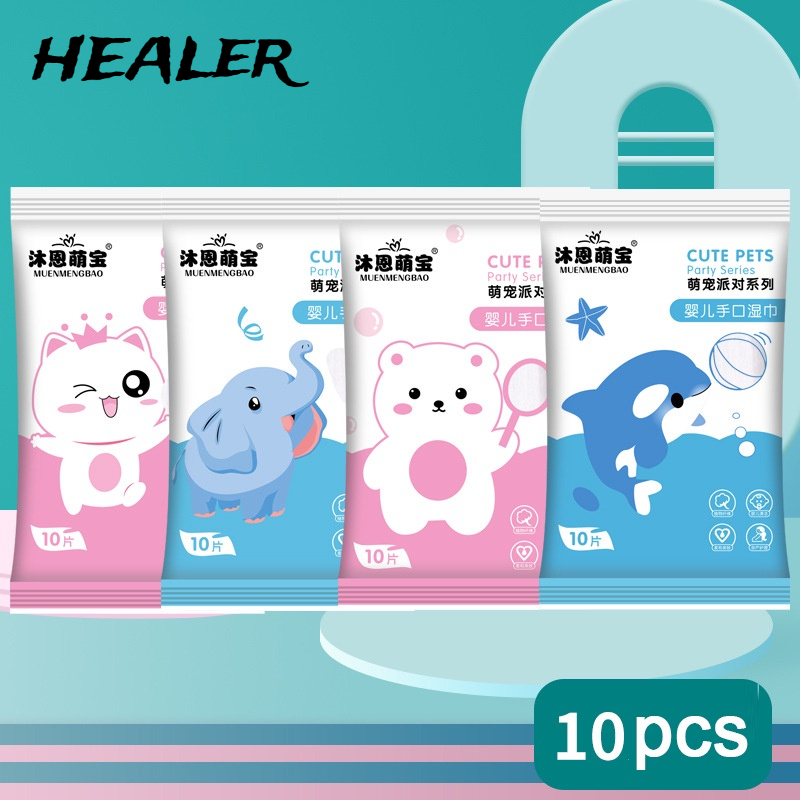 Bộ 10 Gói Khăn Ướt Lau Khô Dễ Dàng Mang Theo Cho Học Sinh Và Trẻ Em（hạn chế 1 nick 1 gói,mua nhiều ko giao hàng）