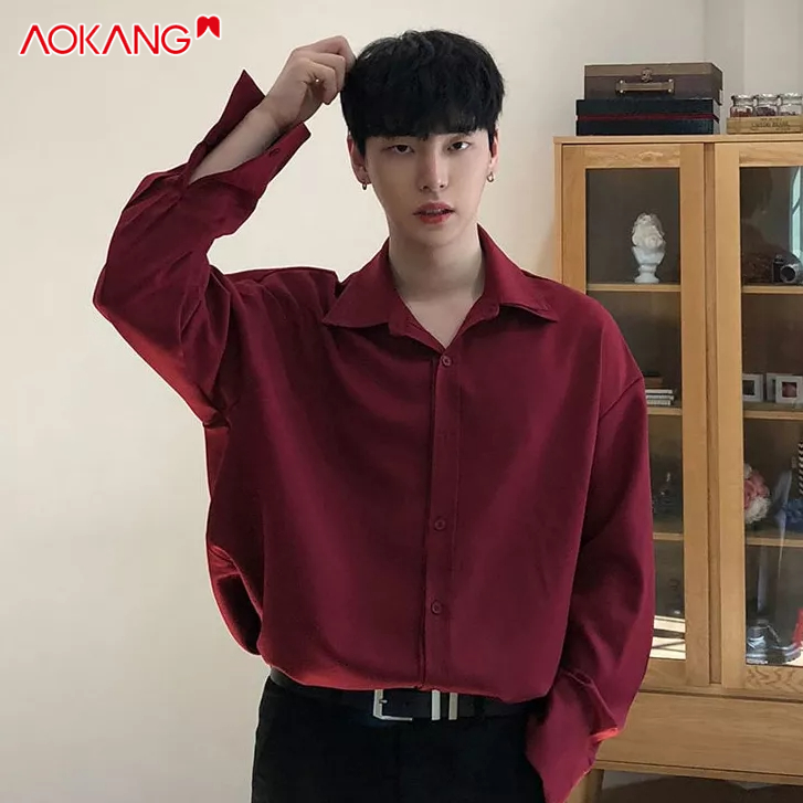 Áo sơ mi AOKANG tay dài dáng rộng mỏng nhẹ nhiều màu sắc tùy chọn phong cách Hàn Quốc thời trang mùa hè cao cấp cho nam