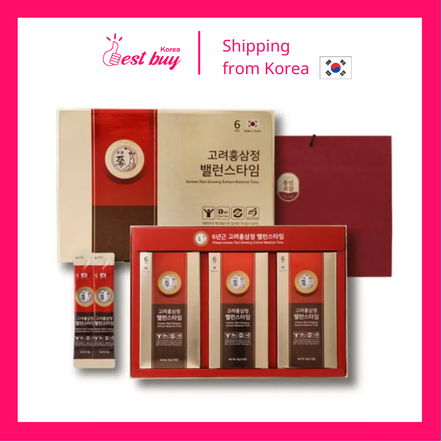 Hộp nước hồng sâm 6 năm tuổi Korean Red Ginseng Extract Balance Time 10gx 30 gói - kèm túi quà tặng