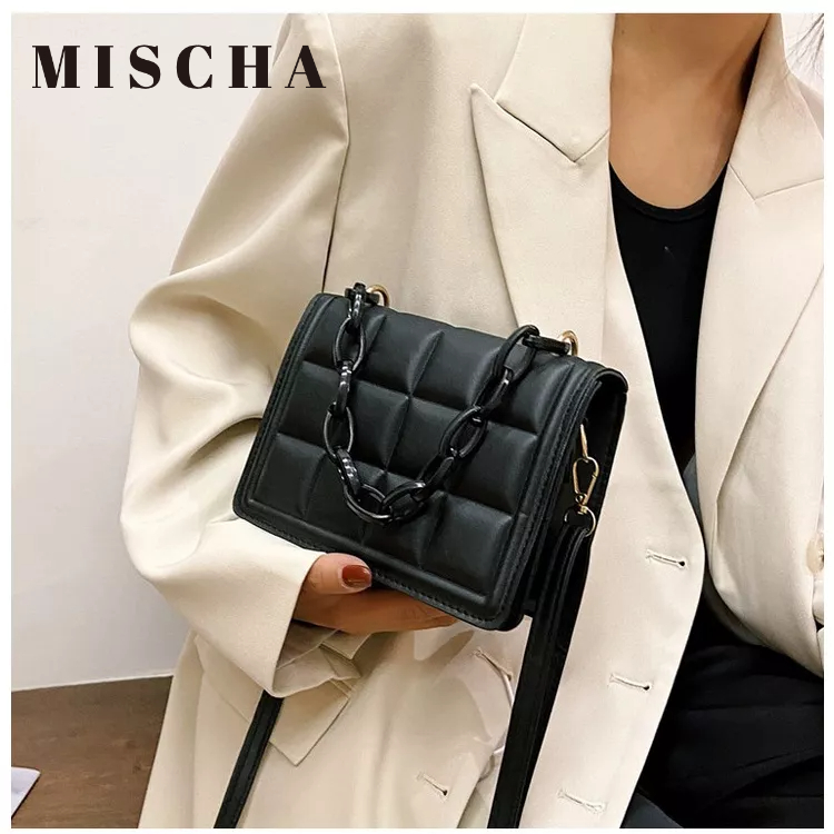 MISCHA Túi Đeo Chéo Vai Bằng Da PU Màu Trơn Thời Trang Sành Điệu Cho Nữ