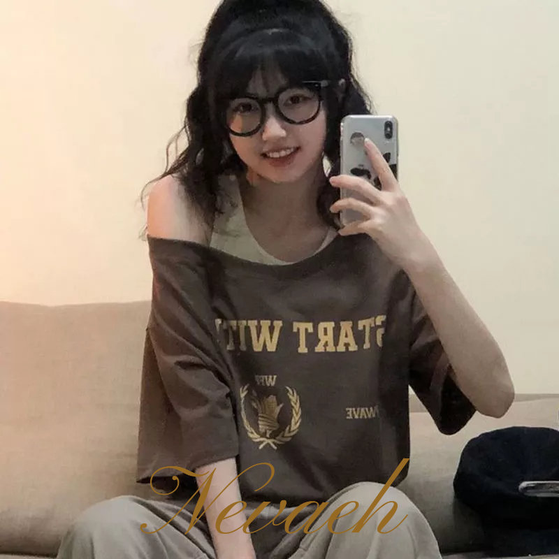 Áo Thun Ngắn Tay Giả Hai Lớp Phong Cách Hàn Quốc Thời Trang Mùa Hè Hàng Mới Dành Cho Bạn Nữ