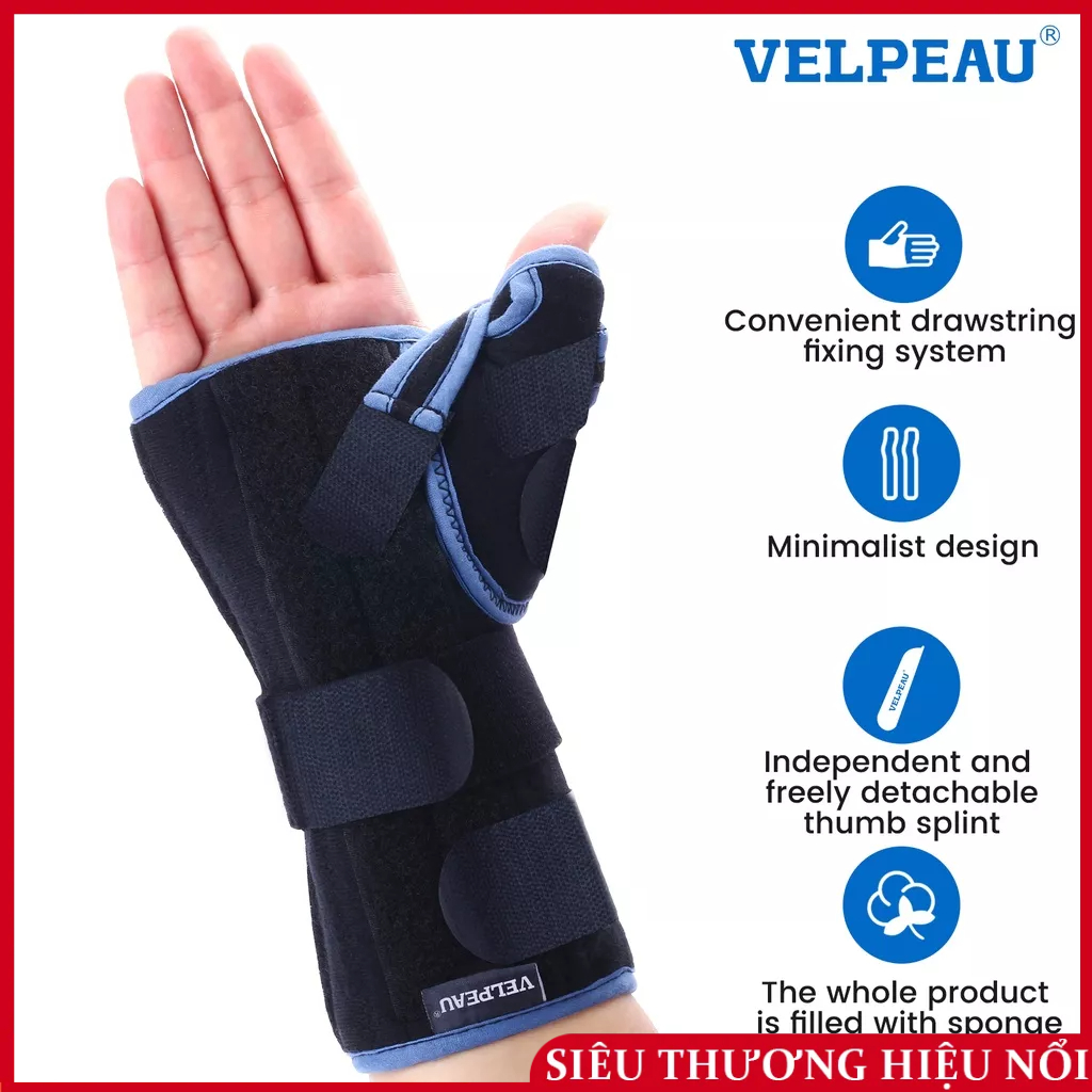VELPEAU Nẹp Cổ Tay Với Nẹp Spica Ngón Tay Cái Cho Bệnh Viêm Bao Gân Của De Quervain Đau Đường Hầm Cổ Tay Thuốc Ổn Định Cho Viêm Gân Viêm Khớp Bong Gân & Gãy Xương Cẳng Tay Hỗ Trợ Bó Bột