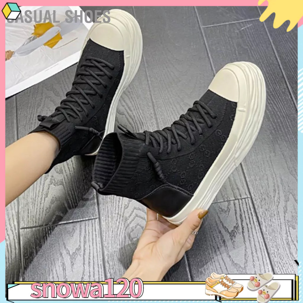 Casual Shoes Phụ Nữ Plimsolls Cao Top Đế Su Thoáng Khí Chống Trơn Trượt Mềm Lót Giày Thể Thao Ngoài Trời Đường Phố