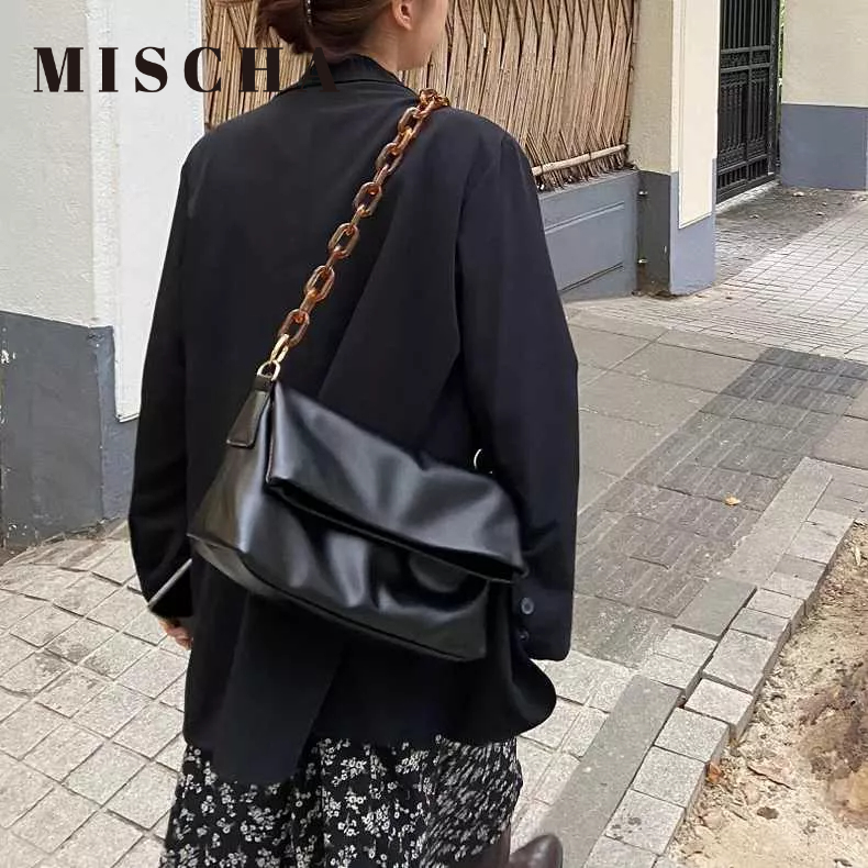 Mischa Túi Đeo Vai Bằng Da PU acrylic Sức Chứa Lớn Thời Trang Đi Làm