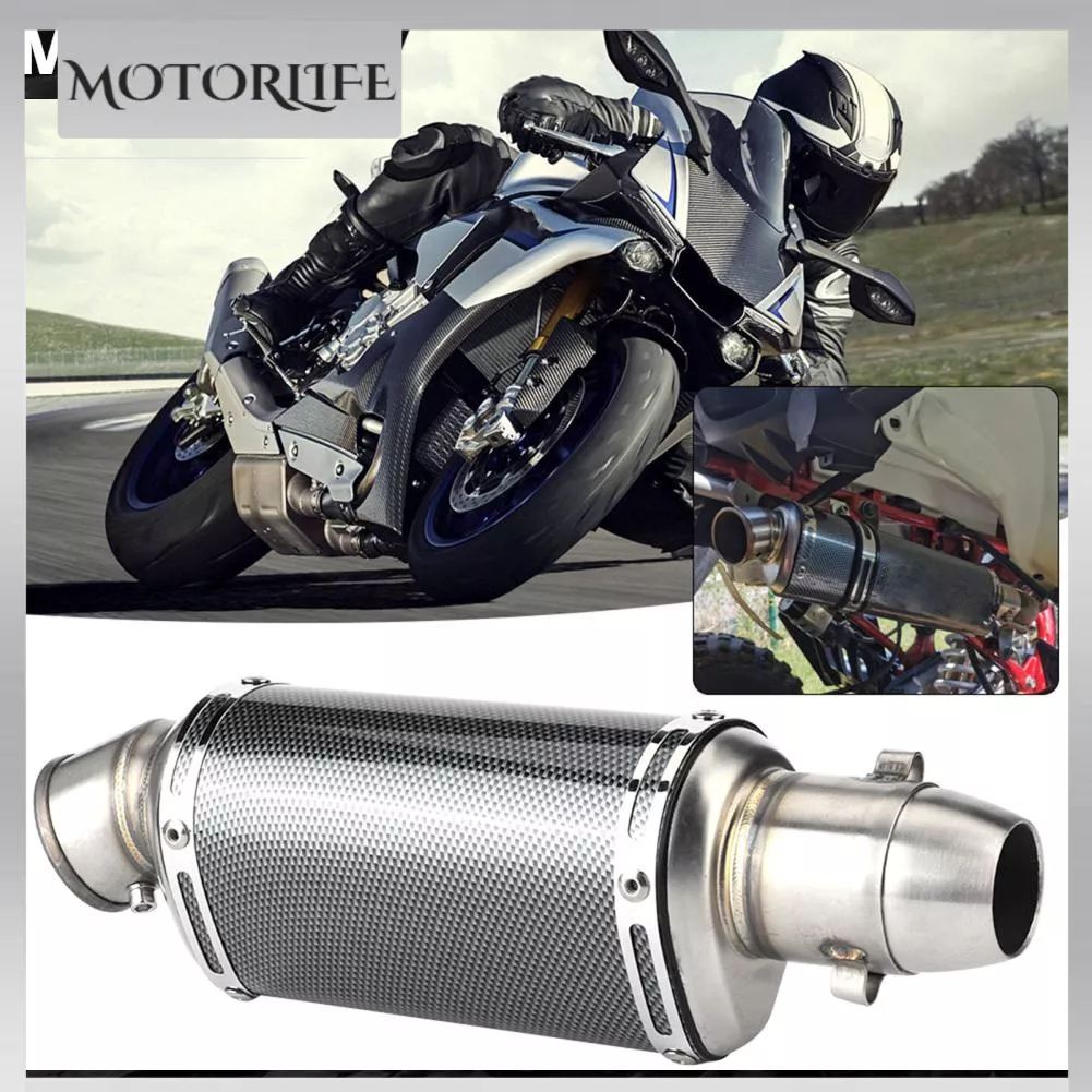 Motorlife 51Mm 2in Ngắn Ống Xả Đa Năng Đổi Sợi Carbon Phong Cách Xe Máy Tay Ga Đạp Đường Phố Nhét
