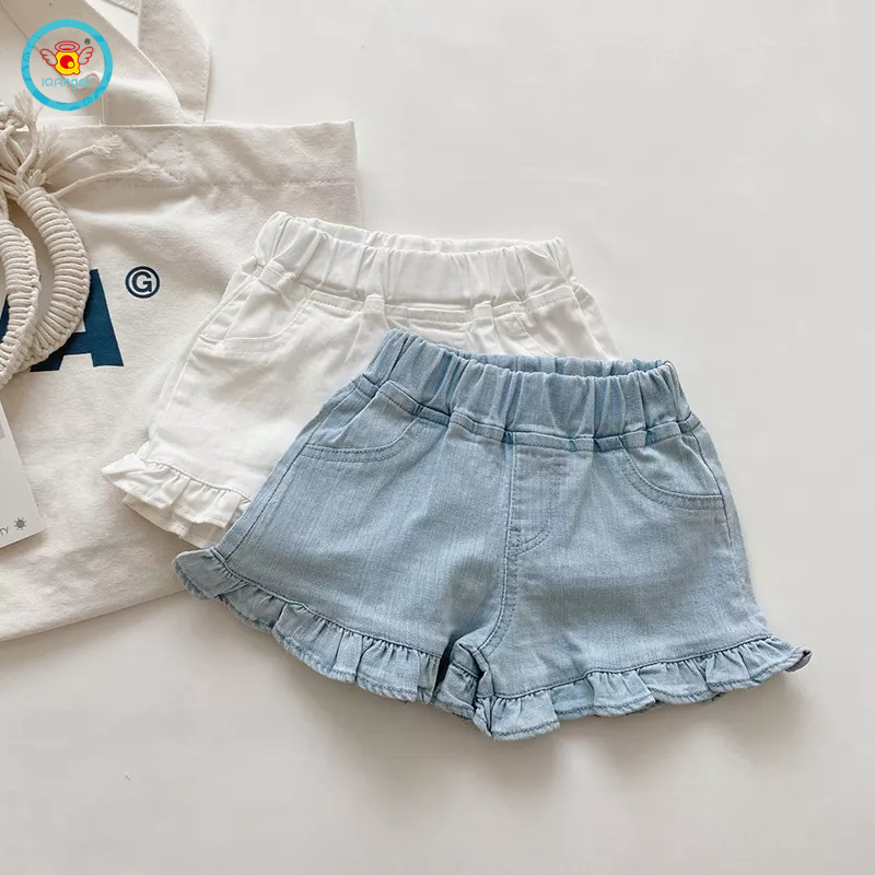 Quần short denim IQ ANGEL mềm mại phong cách Hàn Quốc cho bé gái