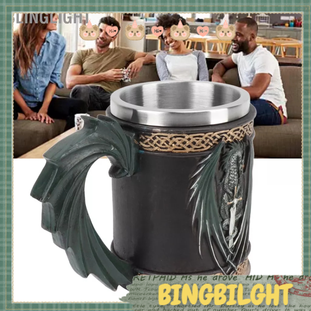 Blinglight Cốc Tập Uống Bằng Thép Không Gỉ Sáng Tạo Rồng Cướp Biển Phong Cách Retro Công Suất Lớn Bia Cho Cà Phê Bronzer