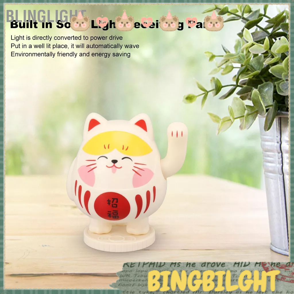 Blinglight Vẫy Mèo May Mắn Chạy Bằng Năng Lượng Mặt Trời Vật Trang Trí Hình Thần Tài Cho Xe Hơi Tại Nhà Hàng Quán Cà Phê