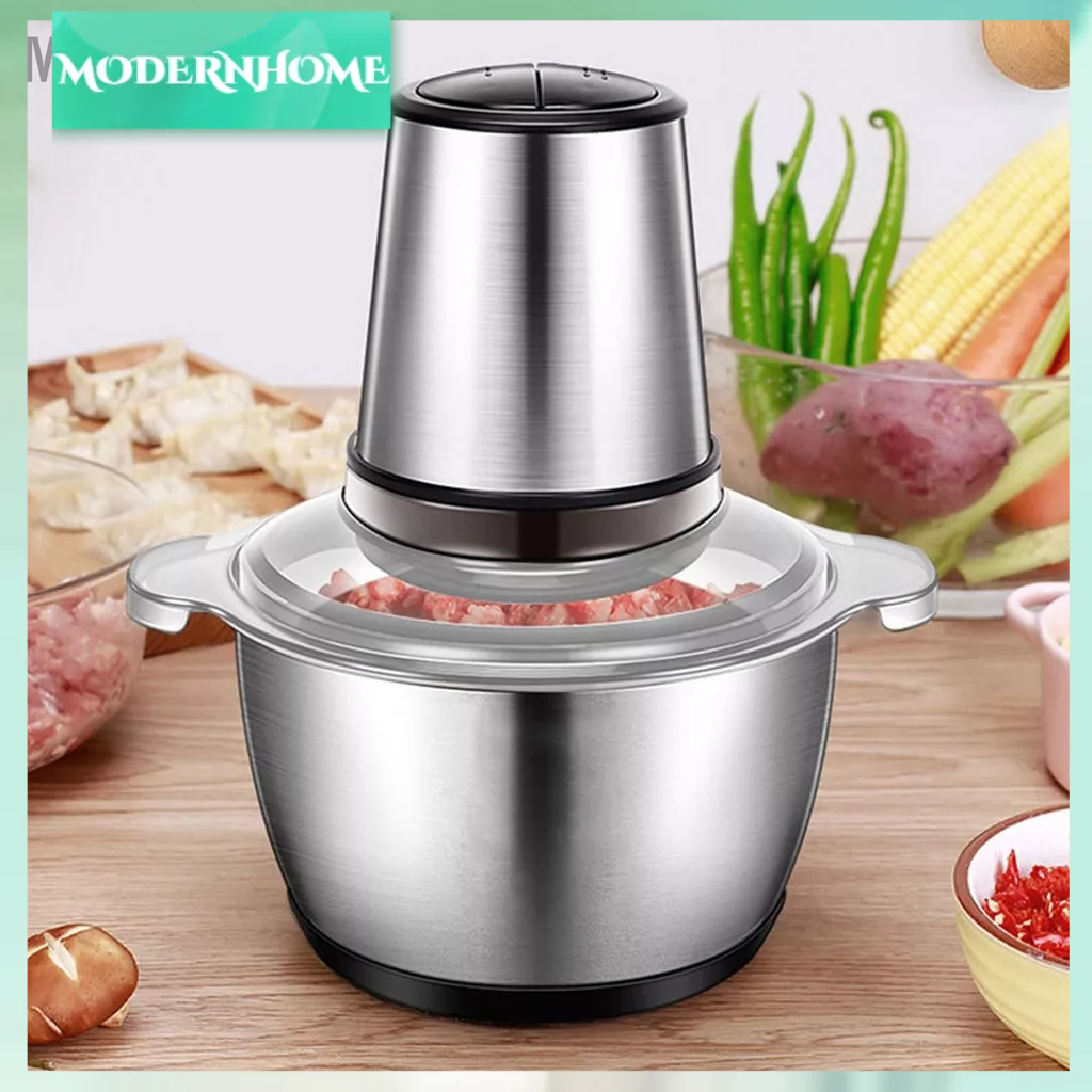 ModernHome Điện Máy Xay Thịt Thép Không Gỉ Đa Năng 2L 220V 250W Gia Đình Phụ Kiện Nhà Bếp