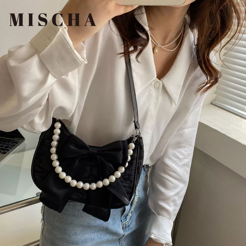 MISCHA Túi Đeo Vai Đính Nơ Phong Cách Phương Tây Thời Trang Cho Nữ