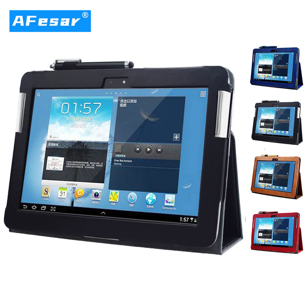 Bao da máy tính bảng màu trơn thiết kế sang trọng cho Samsung Galaxy Note 10.1(2012) GT-N8000 N8010 N8013 N8020