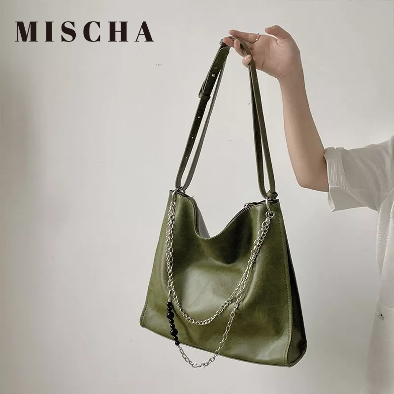 Mischa Túi Đeo Vai Da PU Màu Trơn Sức Chứa Lớn Dễ Phối Đồ Thời Trang Cao Cấp