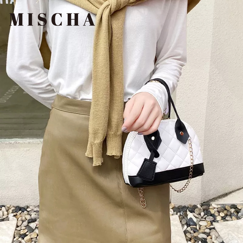 MISCHA Túi Đeo Chéo Vai Bằng Da PU Thêu Chữ Thời Trang Hàn Quốc Dành Cho Nữ