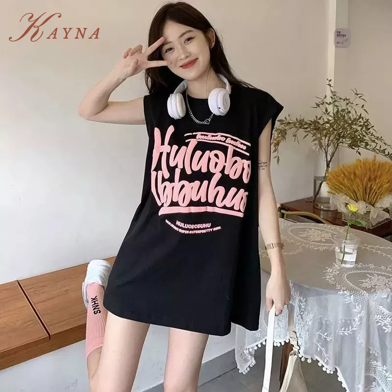 Áo Thun Không Tay Dáng Rộng In Họa Tiết Phong Cách retro Mỹ Thời Trang Mùa Hè Cho Nữ áo croptop