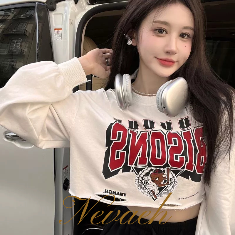 Áo Thun Lửng Tay Dài In Chữ Thời Trang Dành Cho Nữ